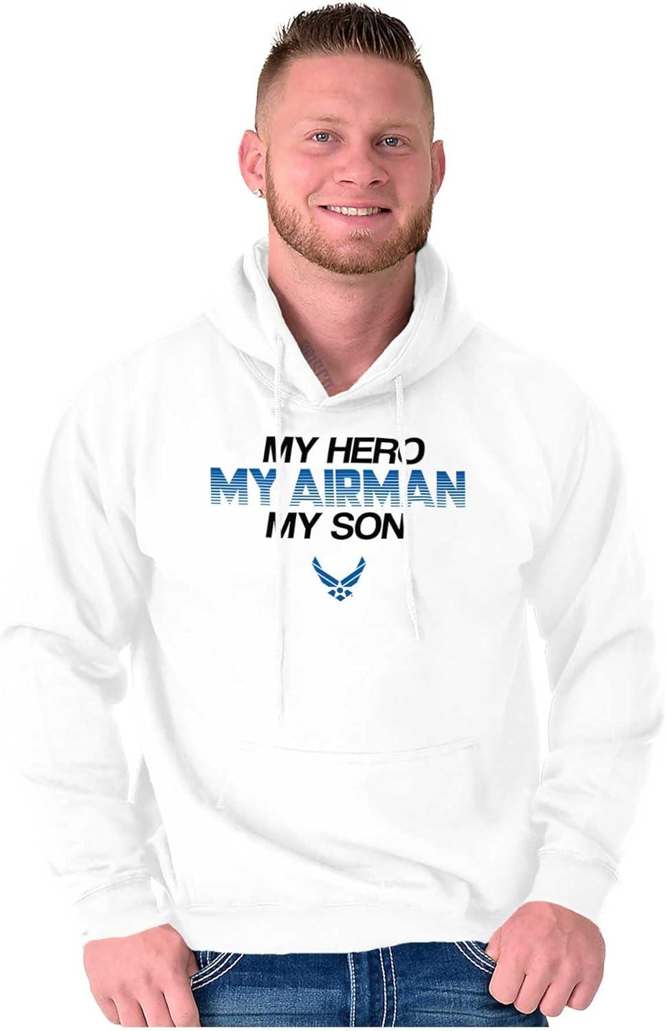 imageBrisco Brands US Airforce Hero Airman Son Hoodie Sweatshirt Women MenWhite