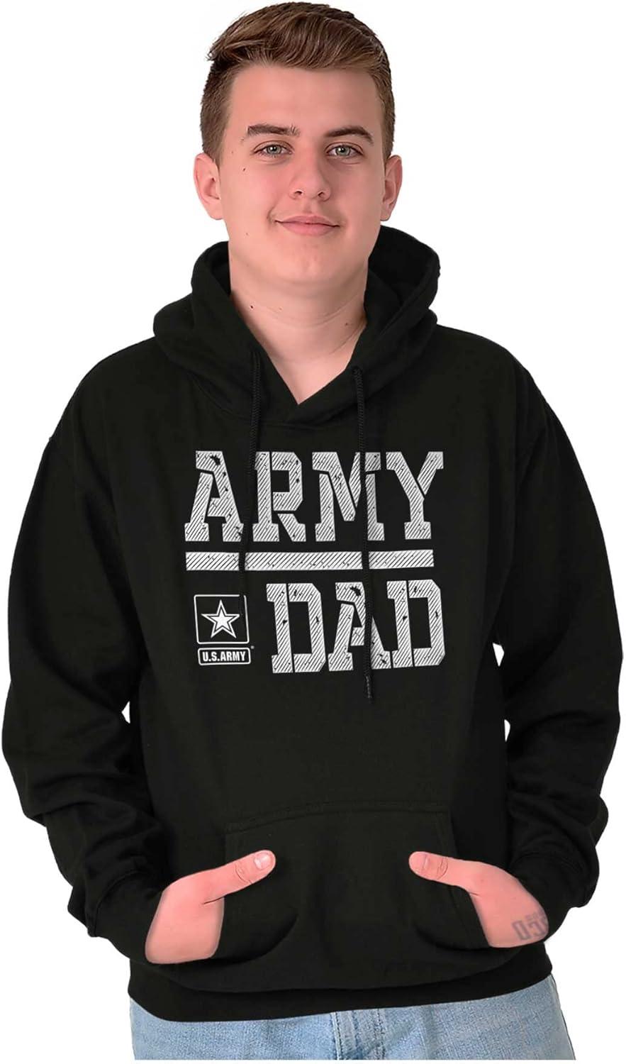 imageBrisco Brands US Army Dad Military Father Star Logo Hoodie Hooded Sweatshirt MenBlack