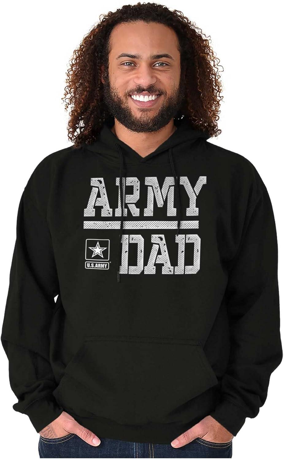 imageBrisco Brands US Army Dad Military Father Star Logo Hoodie Hooded Sweatshirt MenBlack