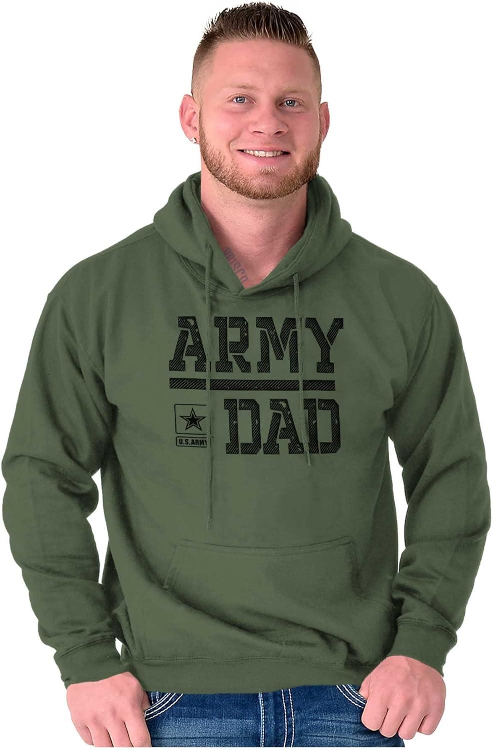 imageBrisco Brands US Army Dad Military Father Star Logo Hoodie Hooded Sweatshirt MenMilitary Green