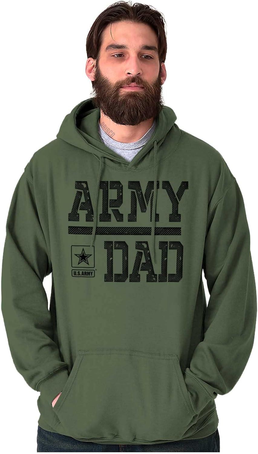 imageBrisco Brands US Army Dad Military Father Star Logo Hoodie Hooded Sweatshirt MenMilitary Green