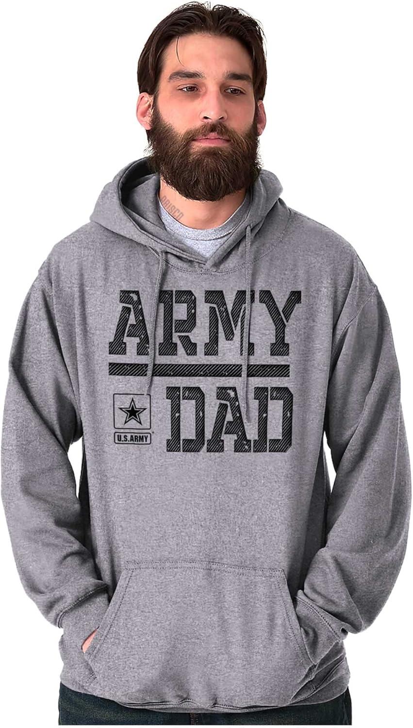 imageBrisco Brands US Army Dad Military Father Star Logo Hoodie Hooded Sweatshirt MenSport Grey