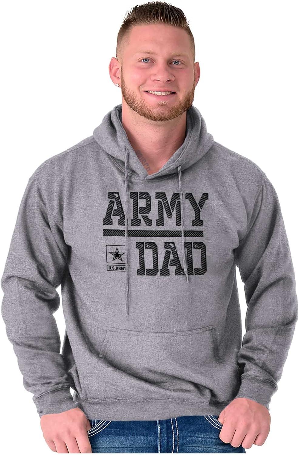 imageBrisco Brands US Army Dad Military Father Star Logo Hoodie Hooded Sweatshirt MenSport Grey