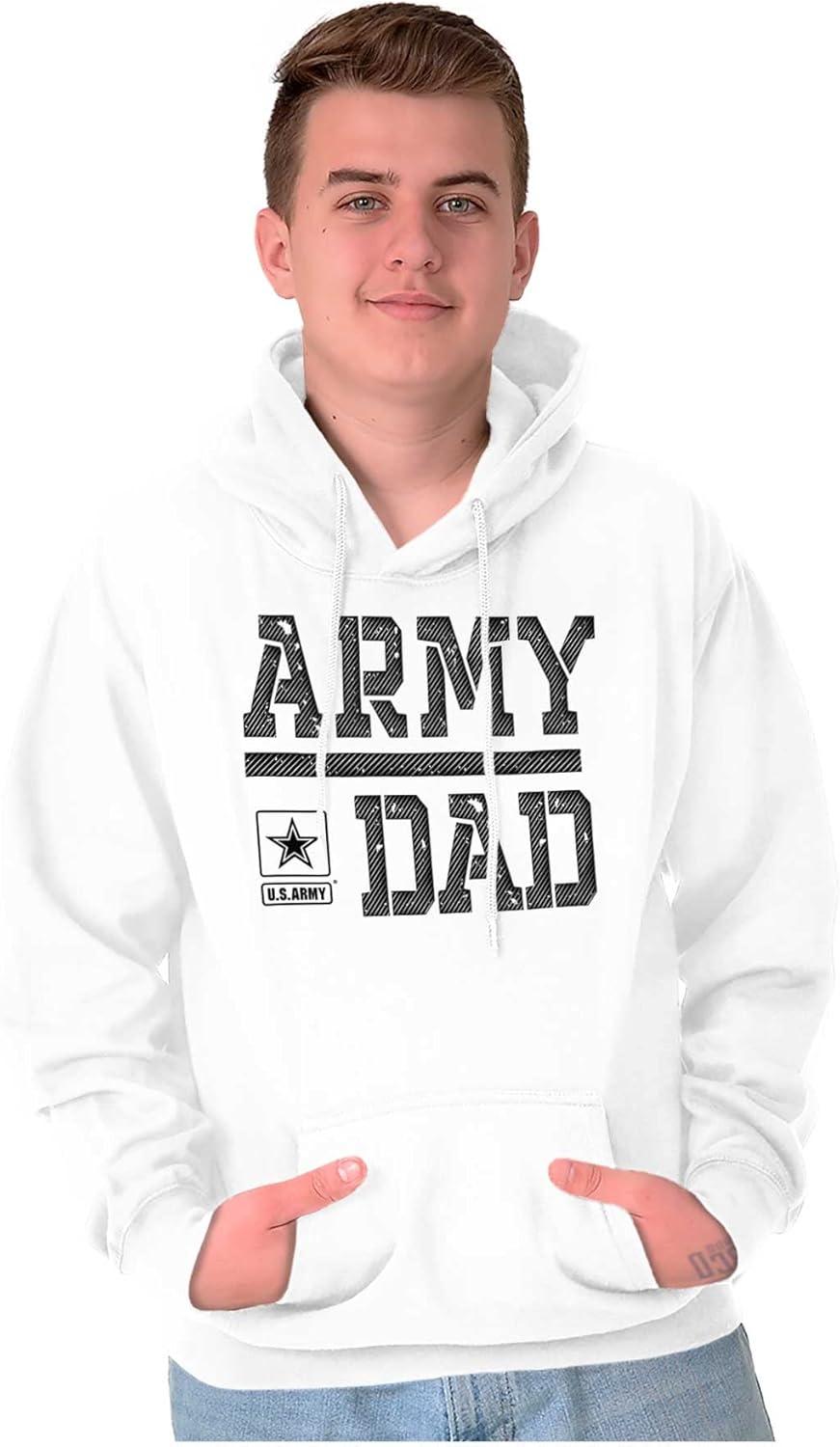 imageBrisco Brands US Army Dad Military Father Star Logo Hoodie Hooded Sweatshirt MenWhite