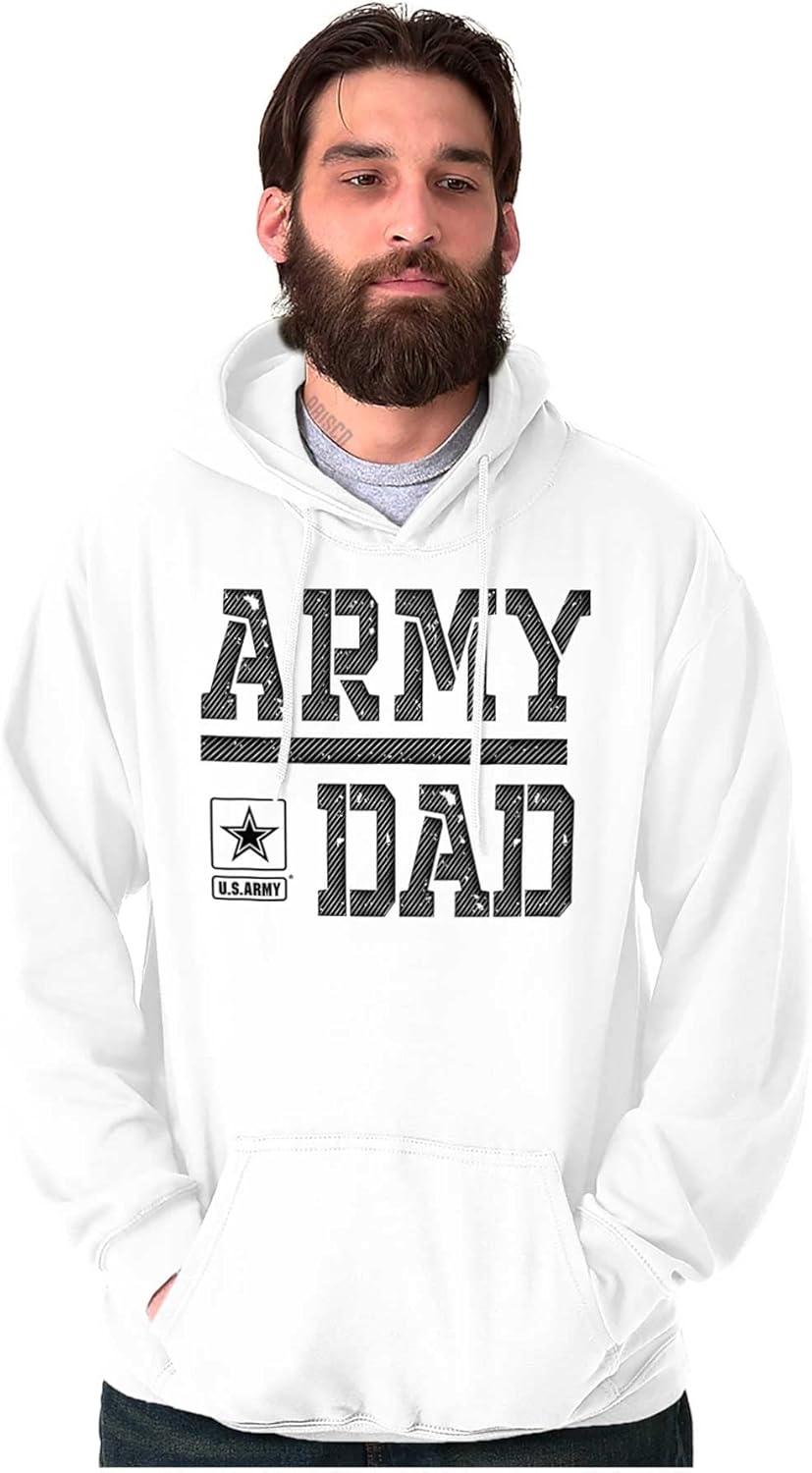 imageBrisco Brands US Army Dad Military Father Star Logo Hoodie Hooded Sweatshirt MenWhite