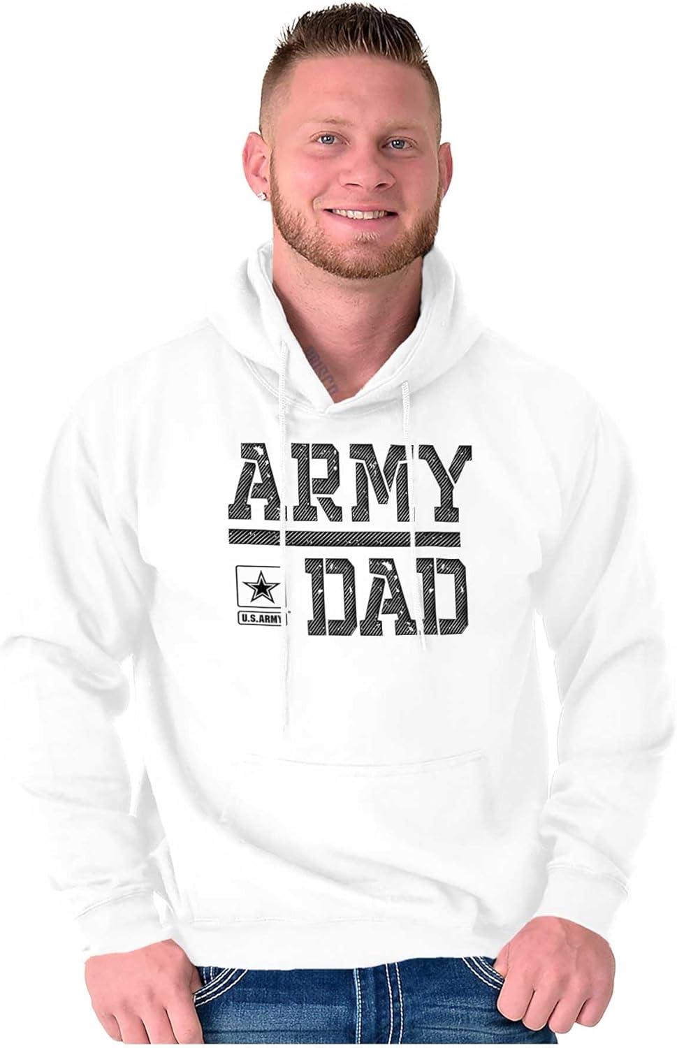 imageBrisco Brands US Army Dad Military Father Star Logo Hoodie Hooded Sweatshirt MenWhite