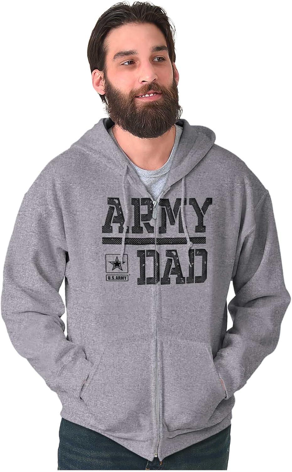 imageBrisco Brands US Army Dad Military Father Star Logo Zip Hoodie Sweatshirt MenSport Grey