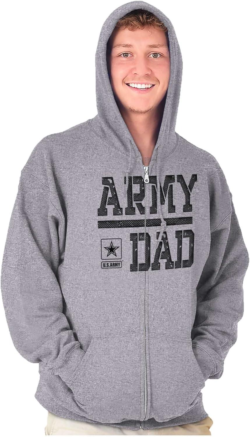 imageBrisco Brands US Army Dad Military Father Star Logo Zip Hoodie Sweatshirt MenSport Grey