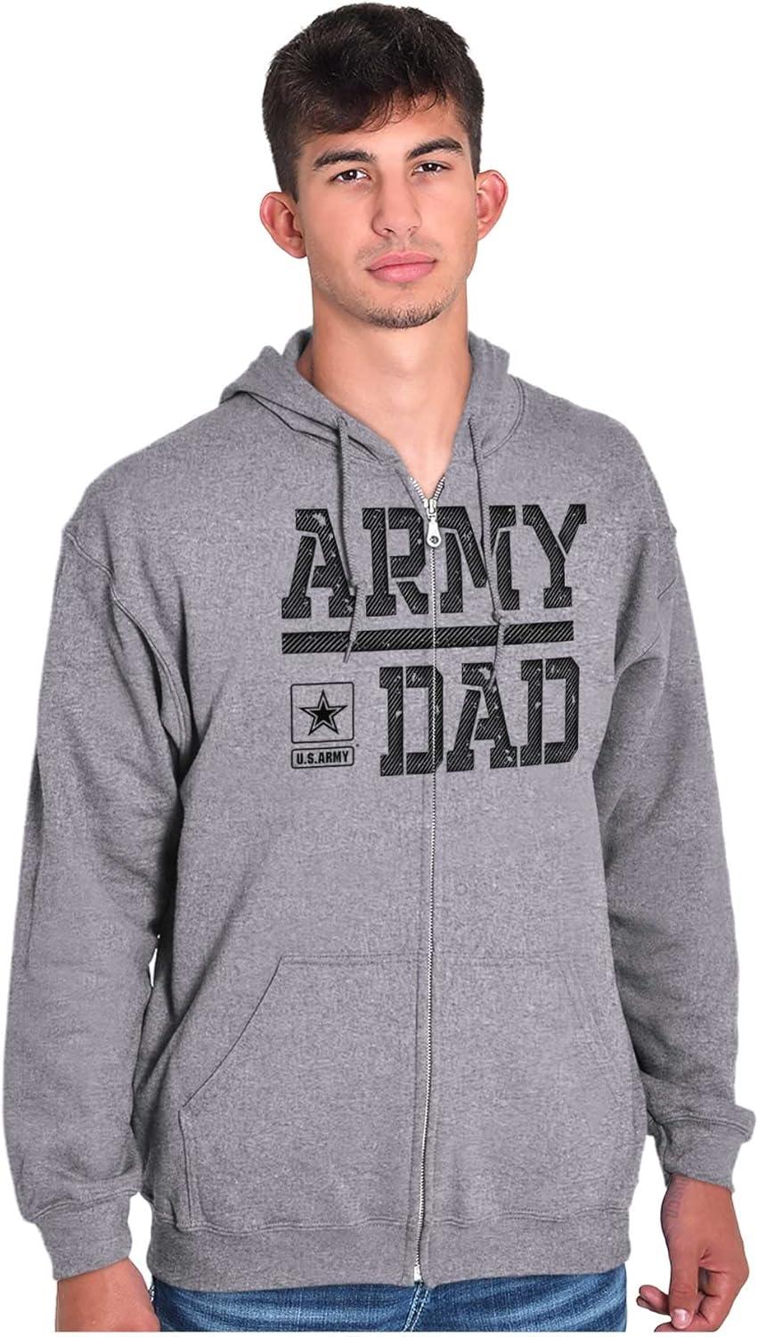 imageBrisco Brands US Army Dad Military Father Star Logo Zip Hoodie Sweatshirt MenSport Grey