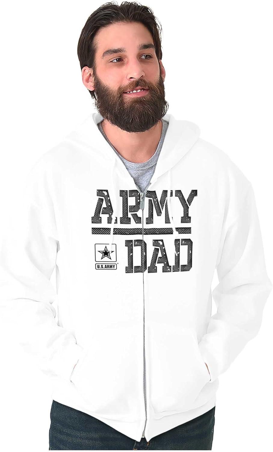 imageBrisco Brands US Army Dad Military Father Star Logo Zip Hoodie Sweatshirt MenWhite