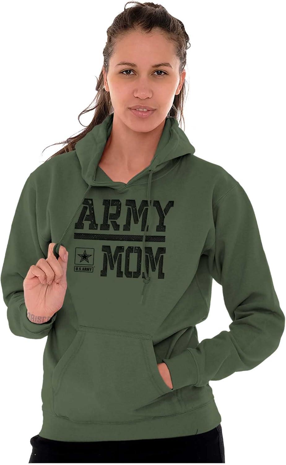 imageBrisco Brands US Army Mom Military Soldier Pride Hoodie Sweatshirt WomenMilitary Green