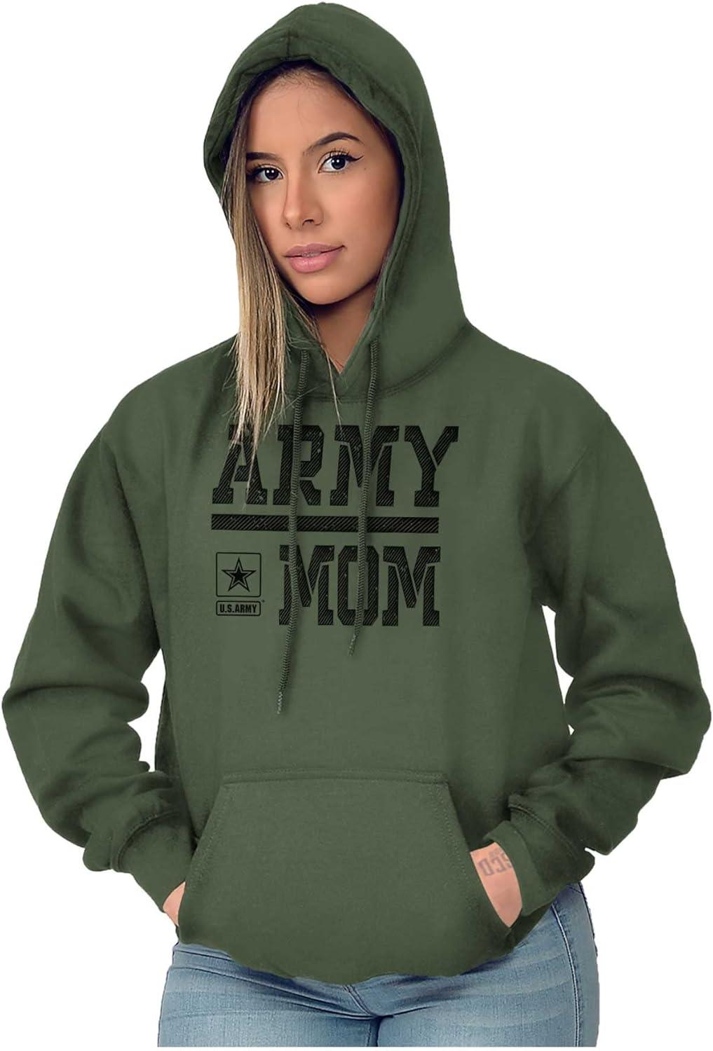 imageBrisco Brands US Army Mom Military Soldier Pride Hoodie Sweatshirt WomenMilitary Green