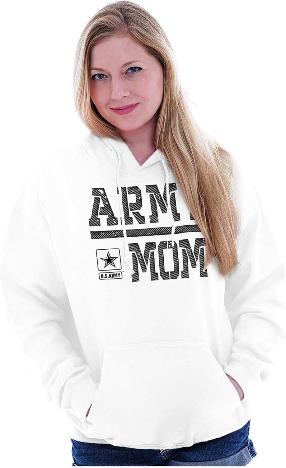 imageBrisco Brands US Army Mom Military Soldier Pride Hoodie Sweatshirt WomenWhite