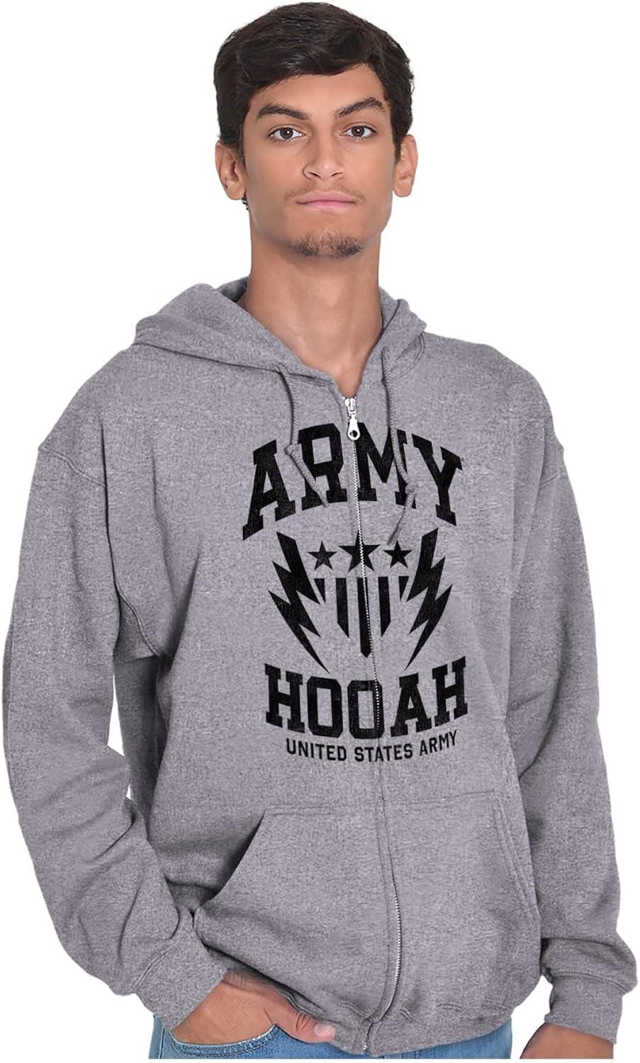 imageBrisco Brands US Army Soldier Veteran Pride Zip Up Hoodie Mens WomensSport Grey
