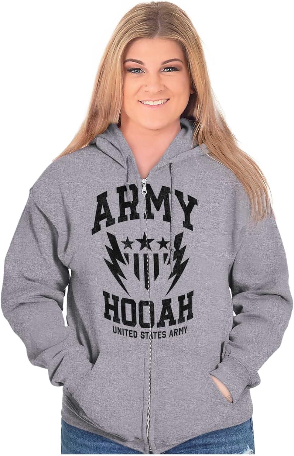 imageBrisco Brands US Army Soldier Veteran Pride Zip Up Hoodie Mens WomensSport Grey