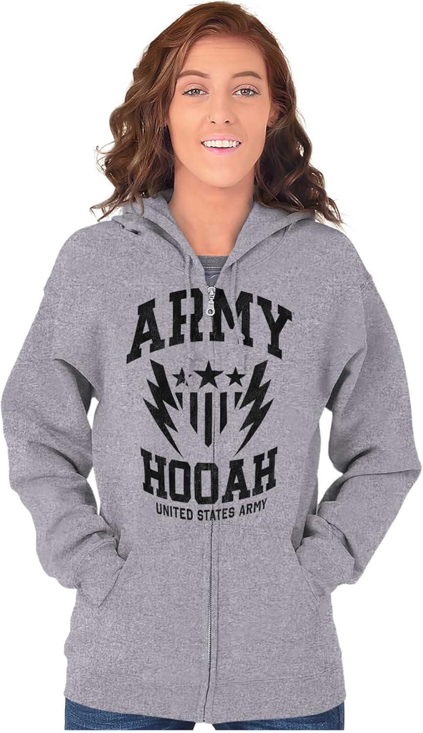 imageBrisco Brands US Army Soldier Veteran Pride Zip Up Hoodie Mens WomensSport Grey