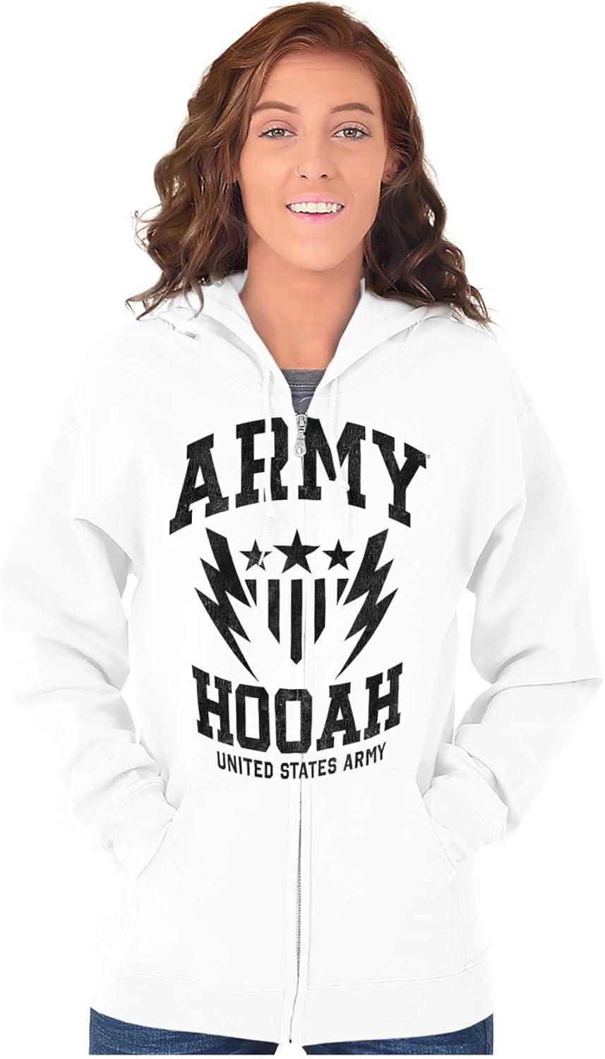 imageBrisco Brands US Army Soldier Veteran Pride Zip Up Hoodie Mens WomensWhite