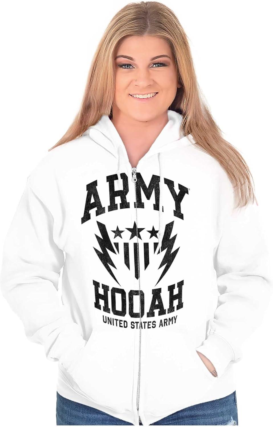 imageBrisco Brands US Army Soldier Veteran Pride Zip Up Hoodie Mens WomensWhite
