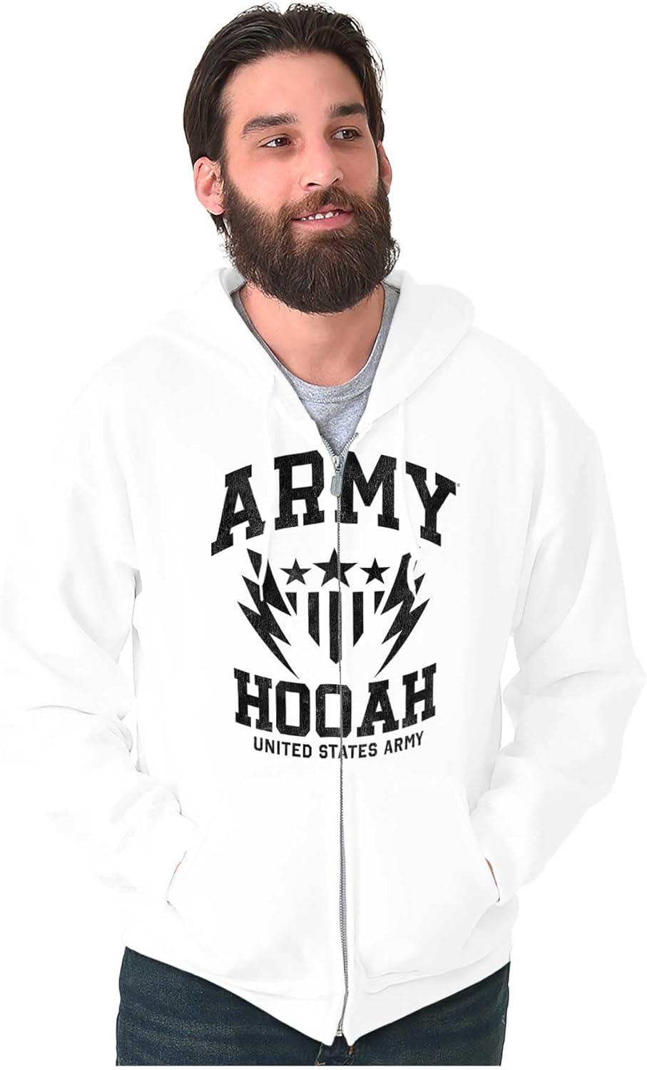 imageBrisco Brands US Army Soldier Veteran Pride Zip Up Hoodie Mens WomensWhite