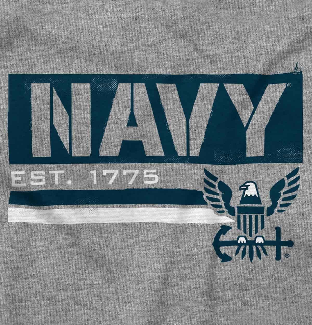 imageBrisco Brands US Navy Est 1775 Eagle Anchor Symbol Zip Up Hoodie Mens WomensSport Grey