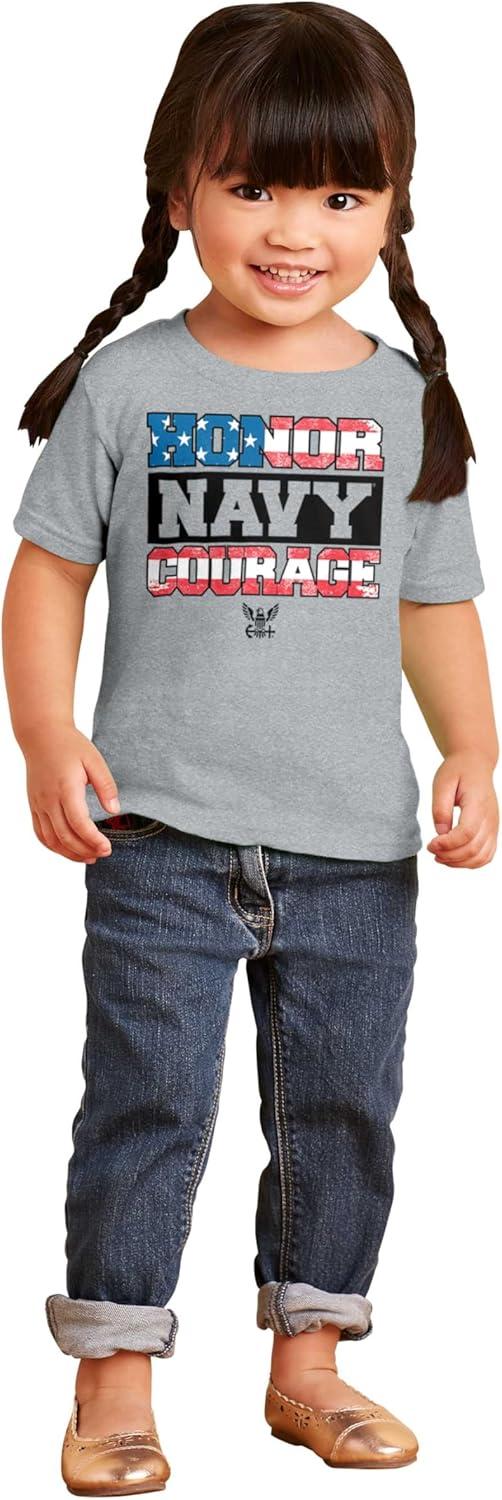 imageBrisco Brands US Navy Honor Courage American Flag Toddler Boy Girl T ShirtHeather