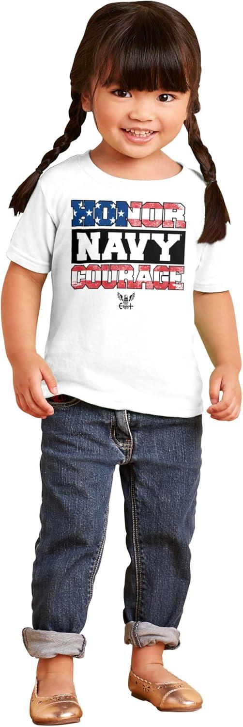 imageBrisco Brands US Navy Honor Courage American Flag Toddler Boy Girl T ShirtWhite