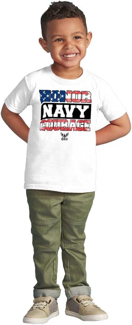 imageBrisco Brands US Navy Honor Courage American Flag Toddler Boy Girl T ShirtWhite