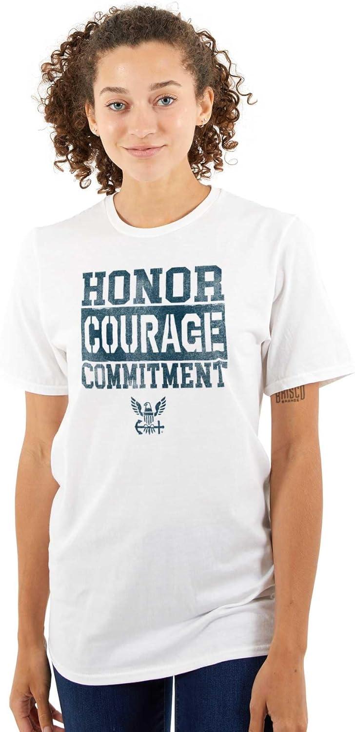 imageBrisco Brands US Navy Honor Courage Commitment Graphic T Shirt Men or WomenWhite