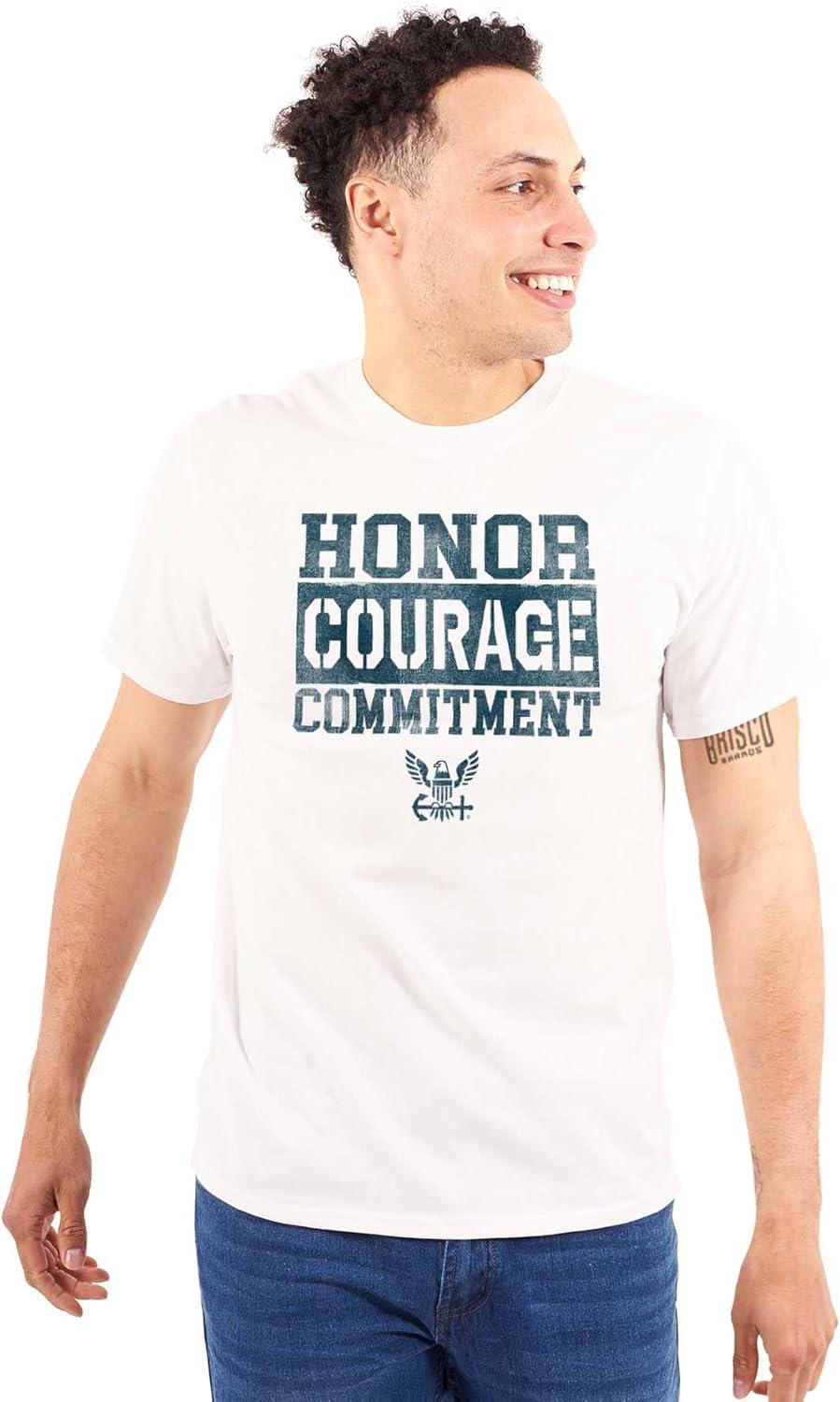 imageBrisco Brands US Navy Honor Courage Commitment Graphic T Shirt Men or WomenWhite