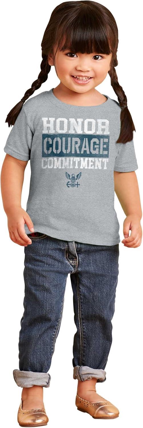 imageBrisco Brands US Navy Honor Courage Commitment Toddler Boy Girl T ShirtHeather