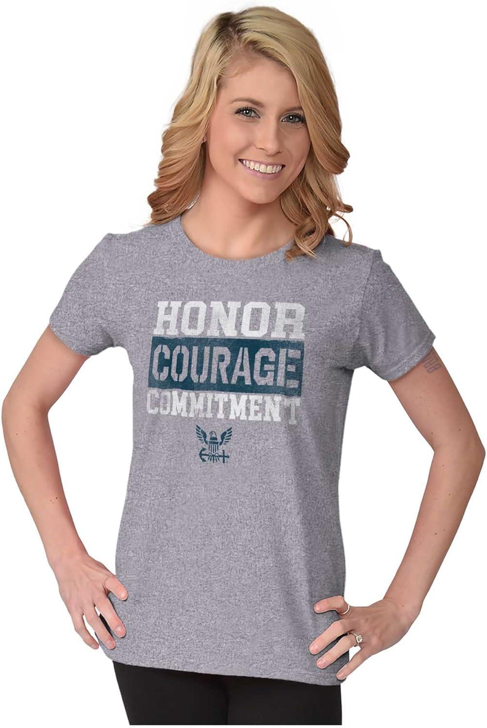 imageBrisco Brands US Navy Honor Courage Commitment Womens Slim Fit Graphic TeeSport Grey