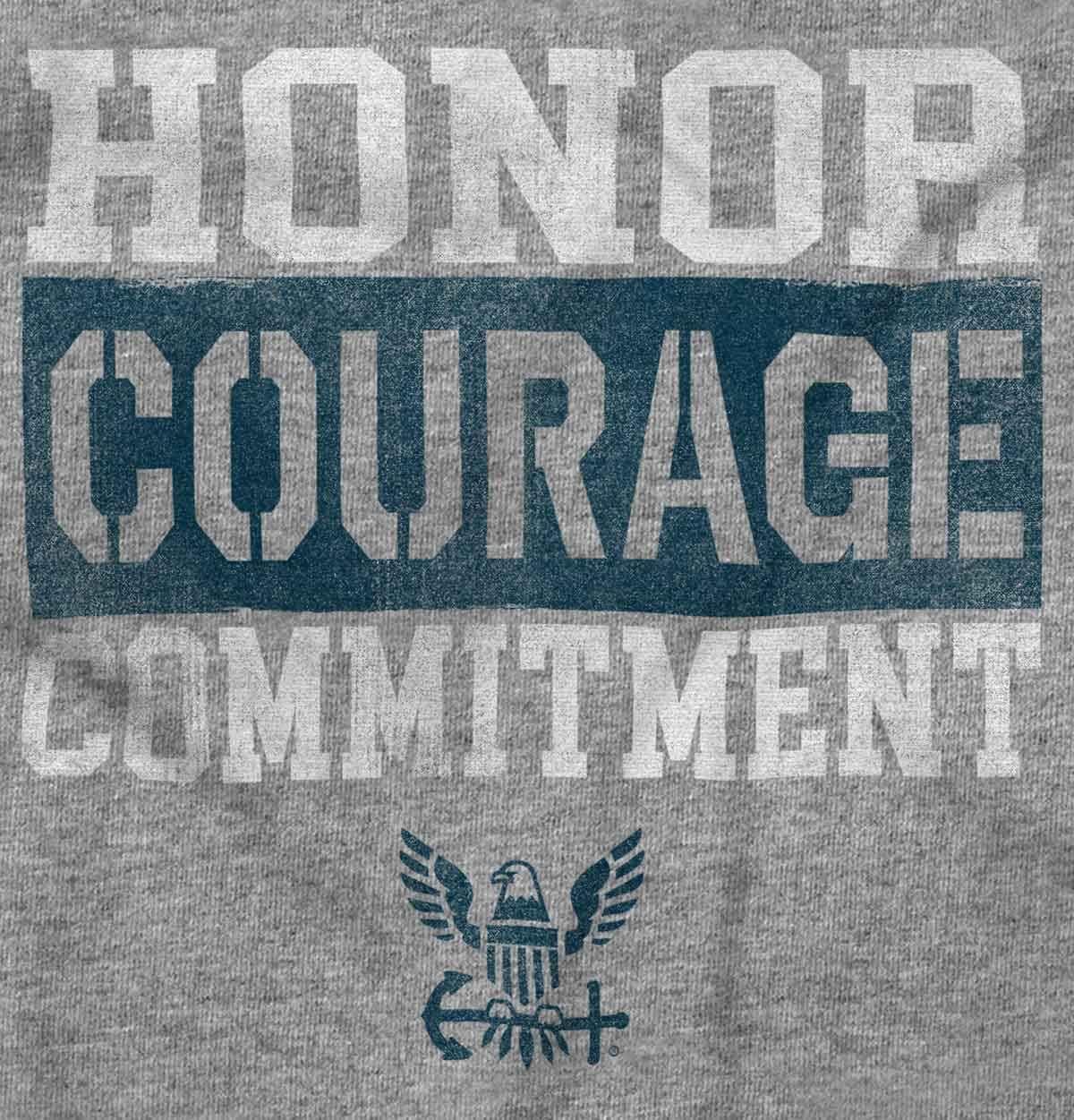 imageBrisco Brands US Navy Honor Courage Commitment Womens Slim Fit Graphic TeeSport Grey