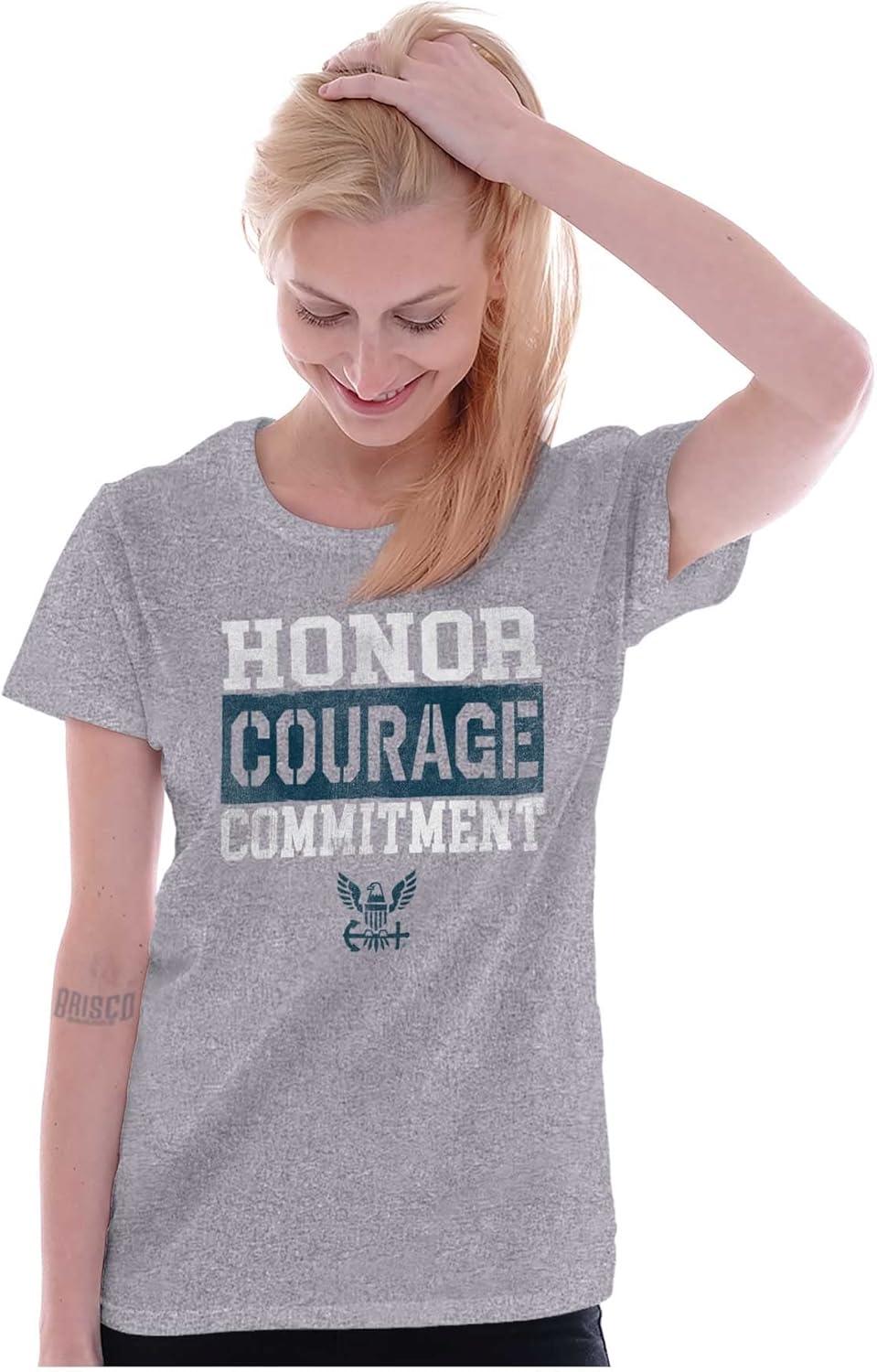 imageBrisco Brands US Navy Honor Courage Commitment Womens Slim Fit Graphic TeeSport Grey