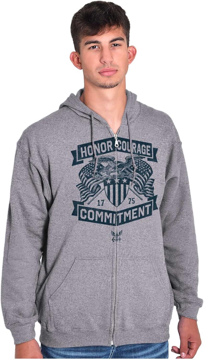 imageBrisco Brands US Navy Honor Courage Commitment Zip Up Hoodie Mens WomensSport Grey