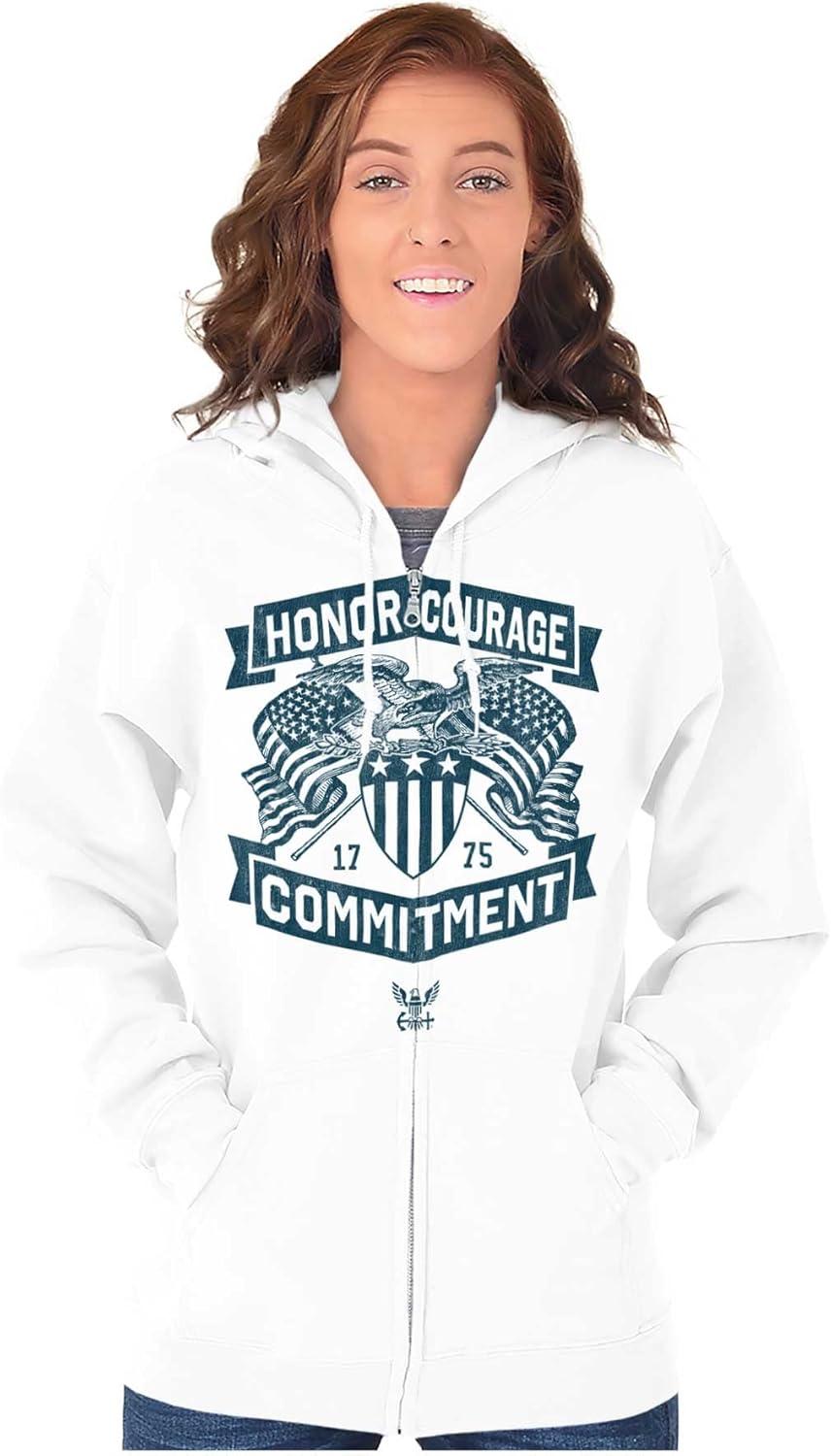 imageBrisco Brands US Navy Honor Courage Commitment Zip Up Hoodie Mens WomensWhite