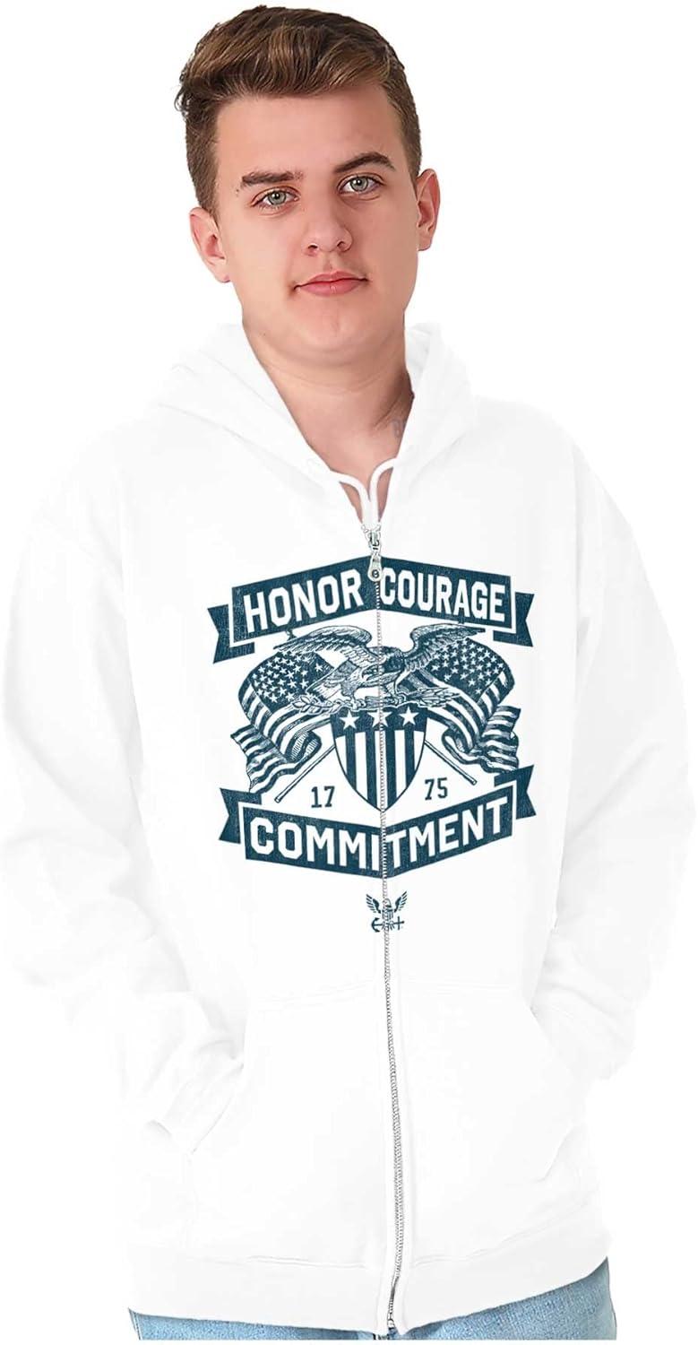 imageBrisco Brands US Navy Honor Courage Commitment Zip Up Hoodie Mens WomensWhite