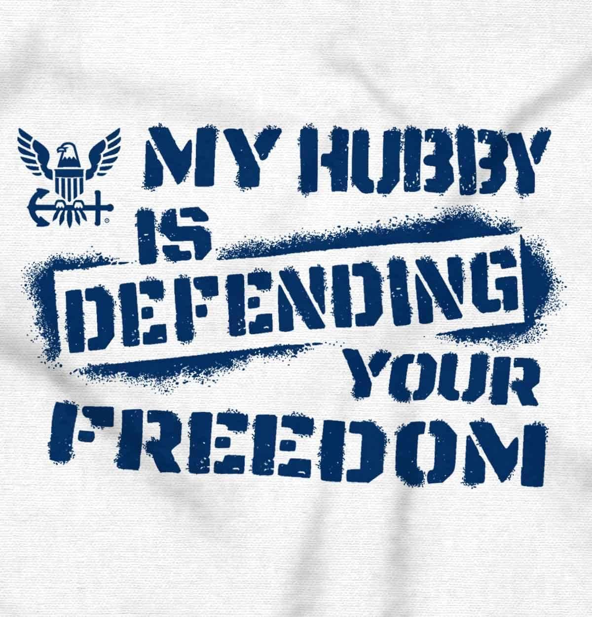 imageBrisco Brands US Navy Husband Defending Freedom Wife Graphic T Shirt Men or WomenWhite