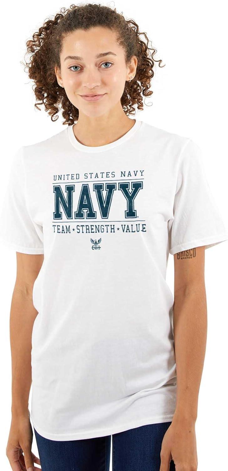 imageBrisco Brands US Navy Logo Team Strength Value Graphic T Shirt Men or WomenWhite