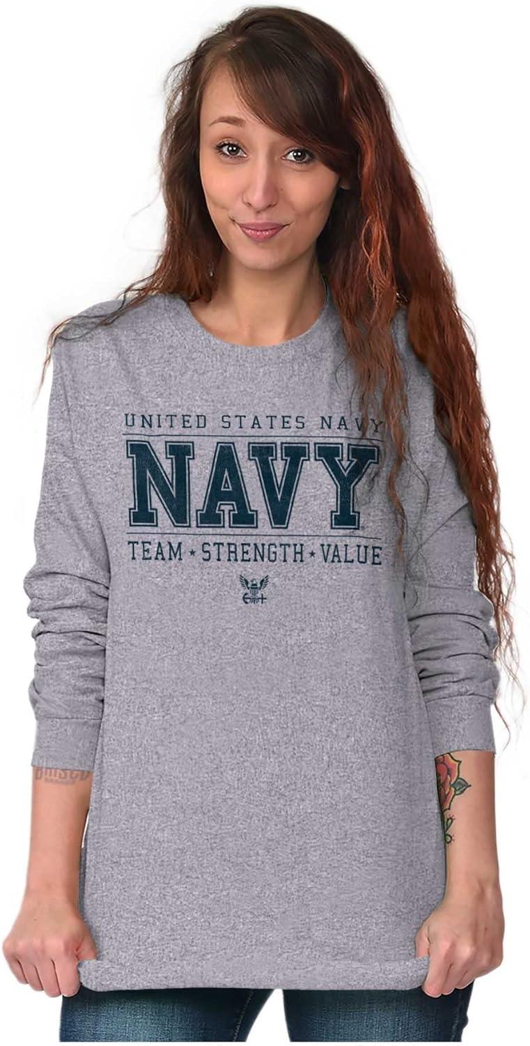 imageBrisco Brands US Navy Logo Team Strength Value Long Sleeve Tshirt Men WomenSport Grey
