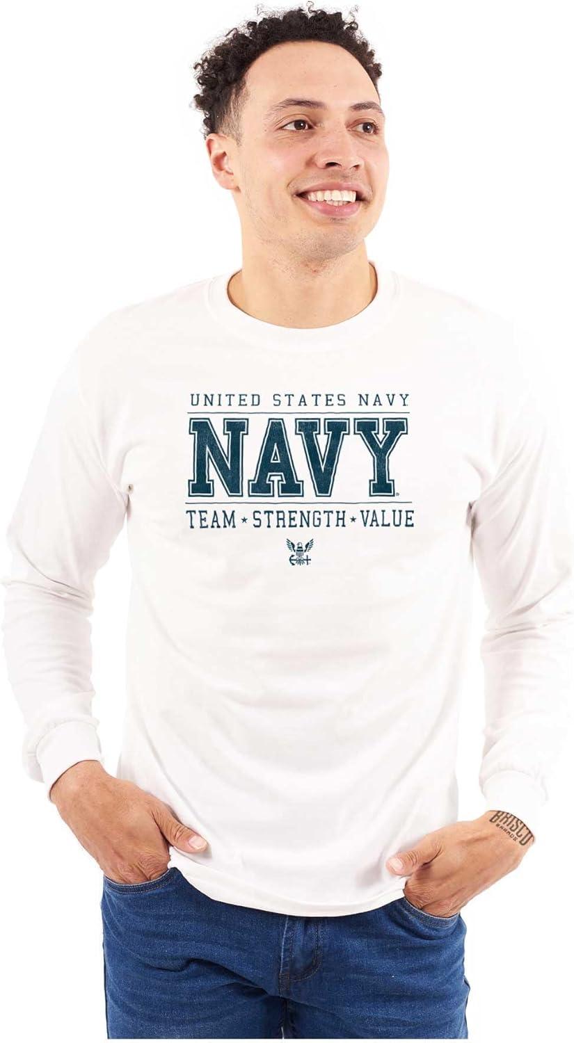imageBrisco Brands US Navy Logo Team Strength Value Long Sleeve Tshirt Men WomenWhite