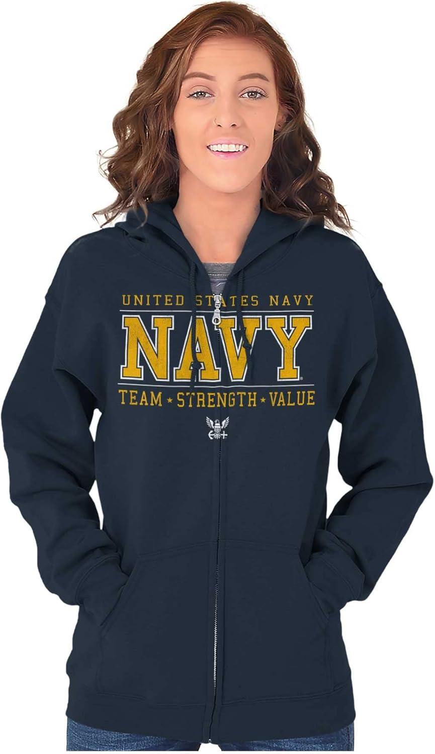 imageBrisco Brands US Navy Team Strength Value Zip Up Hoodie Mens WomensNavy