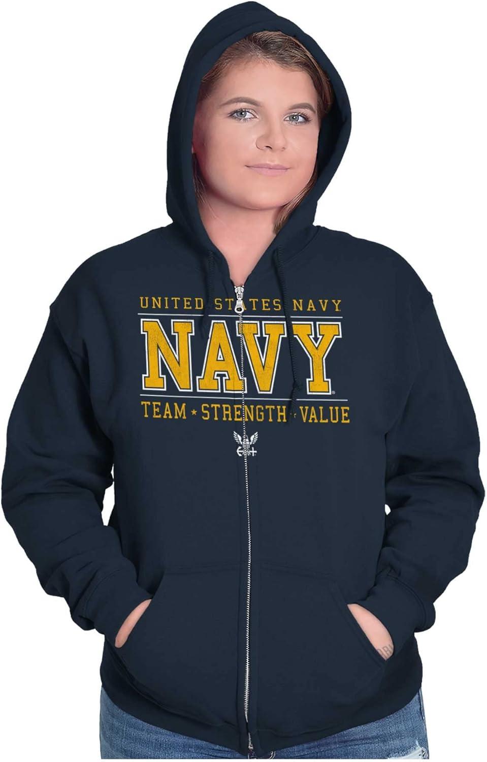 imageBrisco Brands US Navy Team Strength Value Zip Up Hoodie Mens WomensNavy