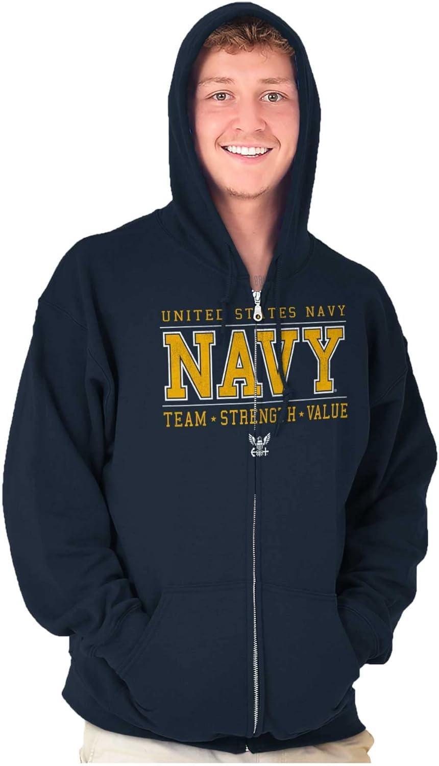imageBrisco Brands US Navy Team Strength Value Zip Up Hoodie Mens WomensNavy