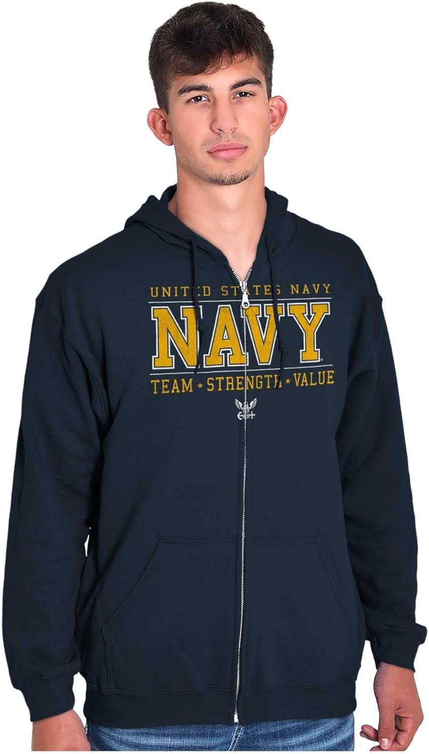 imageBrisco Brands US Navy Team Strength Value Zip Up Hoodie Mens WomensNavy