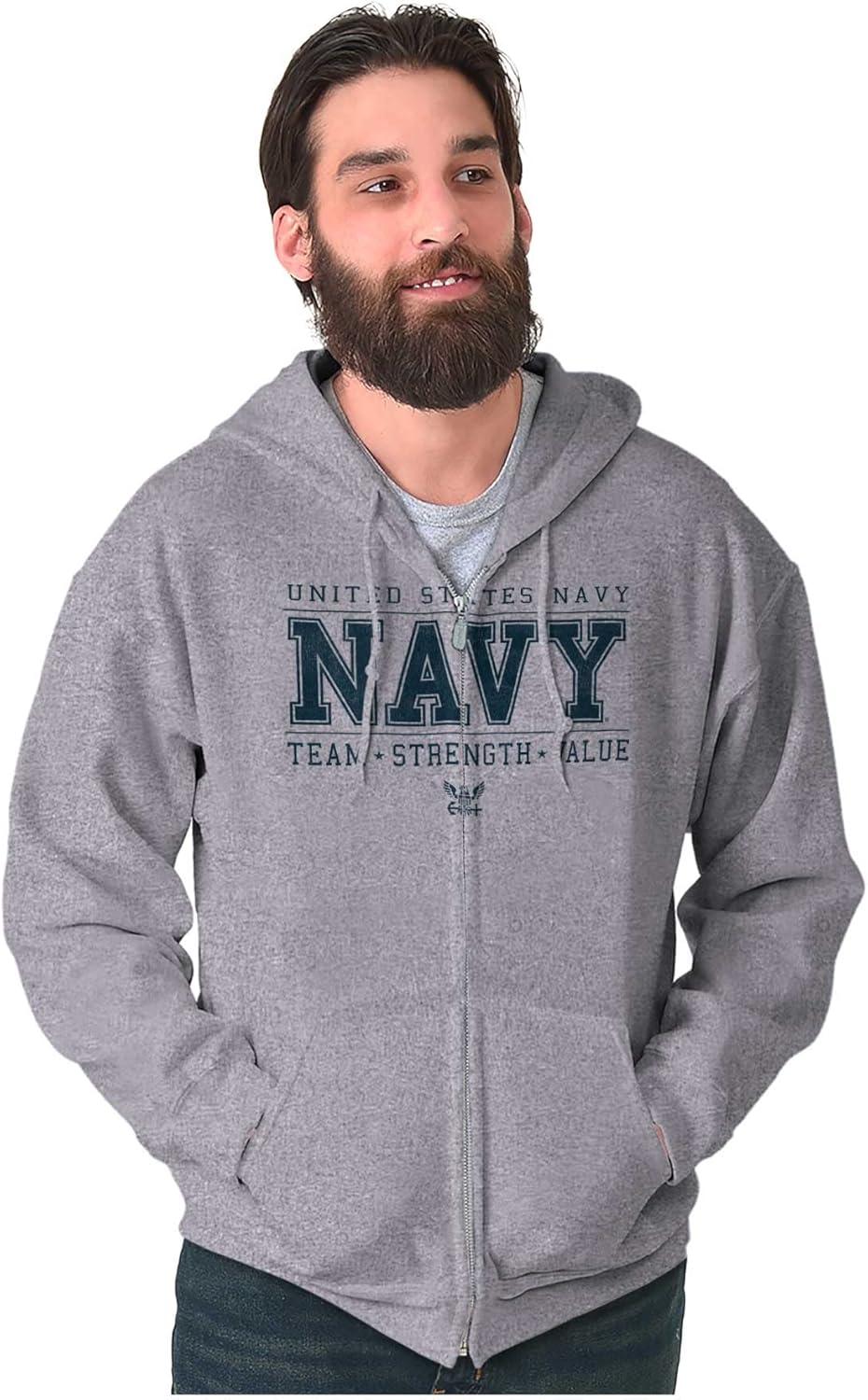 imageBrisco Brands US Navy Team Strength Value Zip Up Hoodie Mens WomensSport Grey
