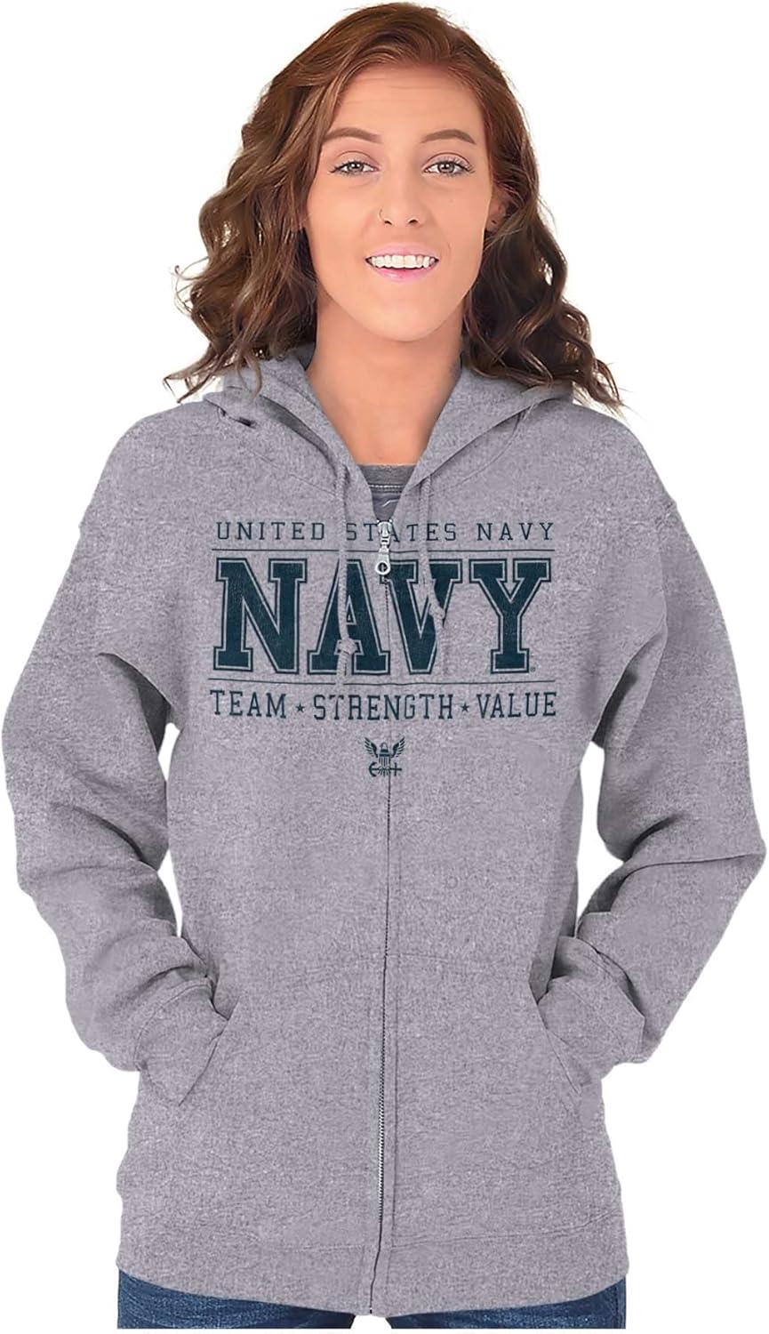 imageBrisco Brands US Navy Team Strength Value Zip Up Hoodie Mens WomensSport Grey