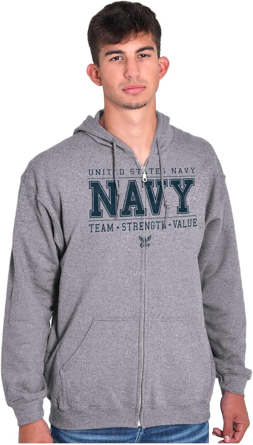 imageBrisco Brands US Navy Team Strength Value Zip Up Hoodie Mens WomensSport Grey