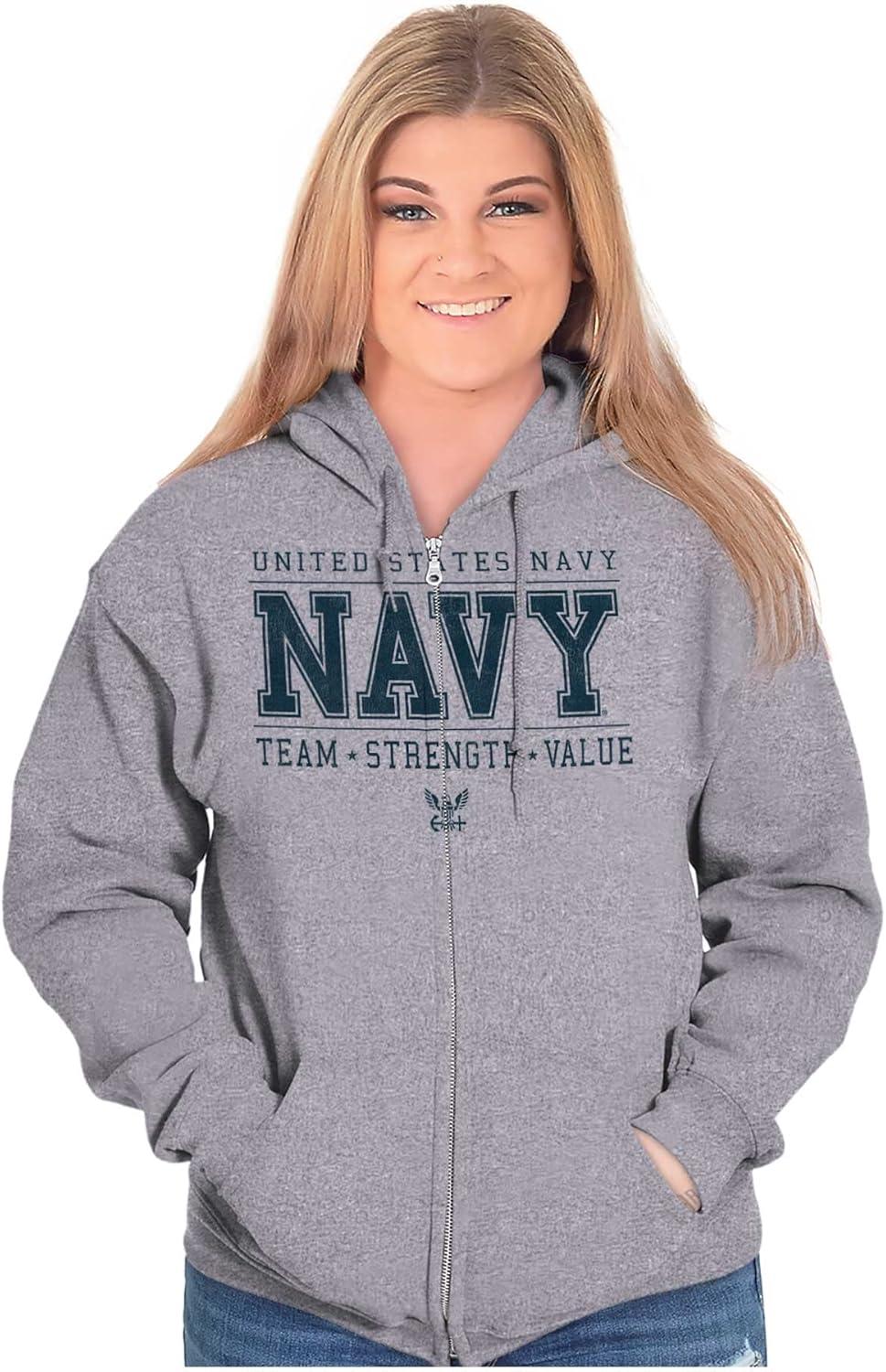 imageBrisco Brands US Navy Team Strength Value Zip Up Hoodie Mens WomensSport Grey