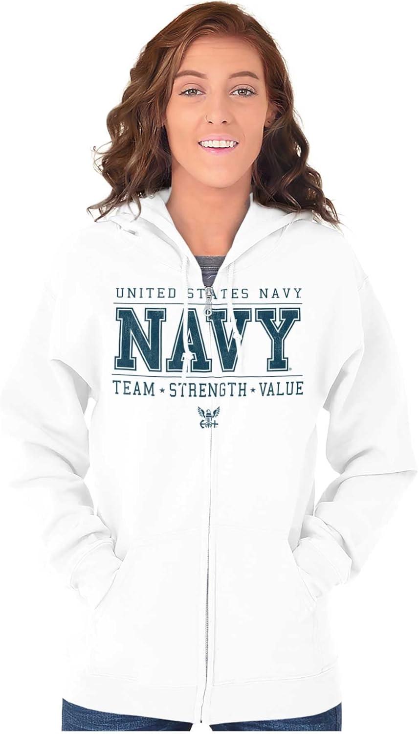 imageBrisco Brands US Navy Team Strength Value Zip Up Hoodie Mens WomensWhite