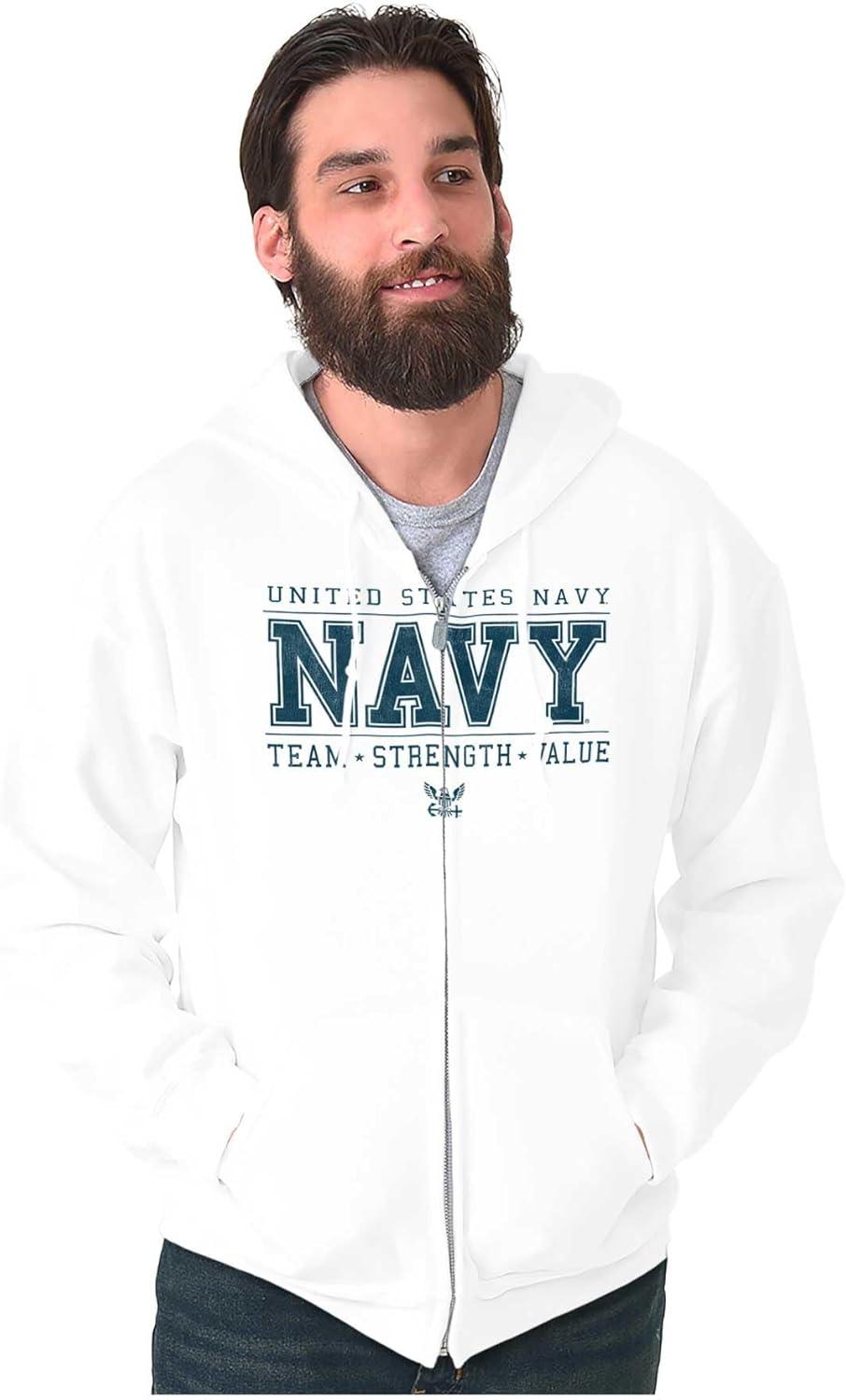 imageBrisco Brands US Navy Team Strength Value Zip Up Hoodie Mens WomensWhite